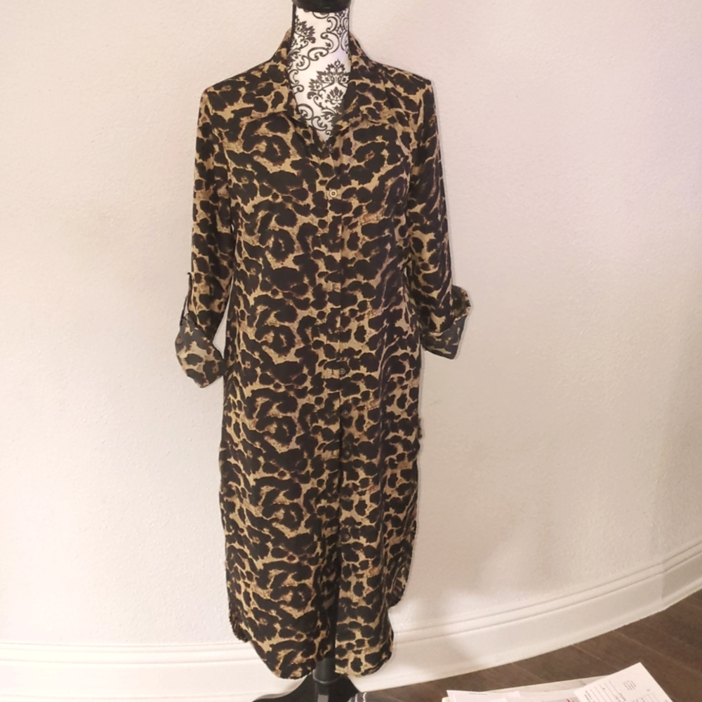 Animal Print Shirt Dress